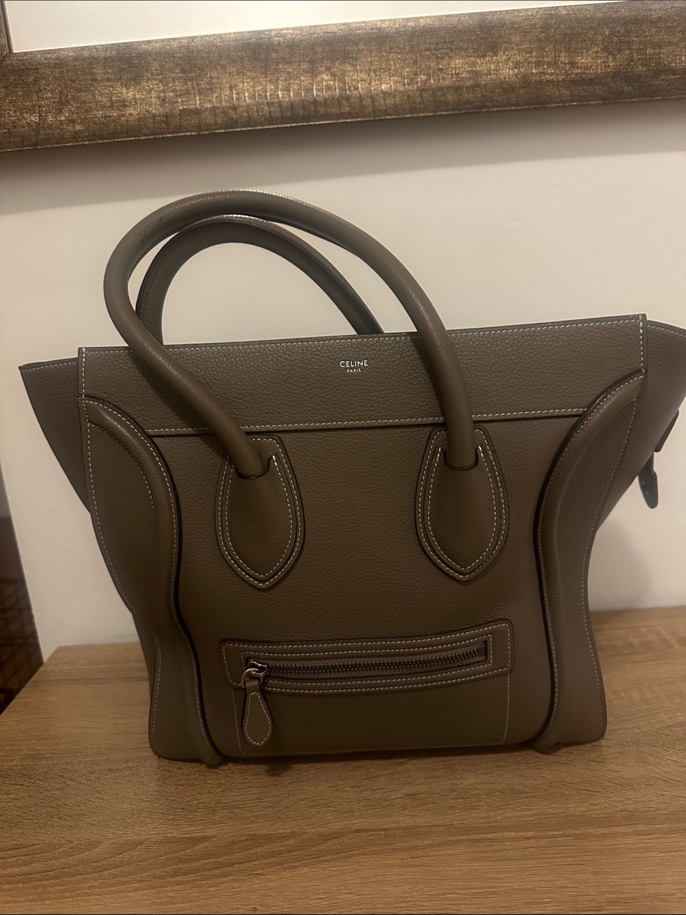 Celine Brown Pebbled Leather Mini Luggage Tote